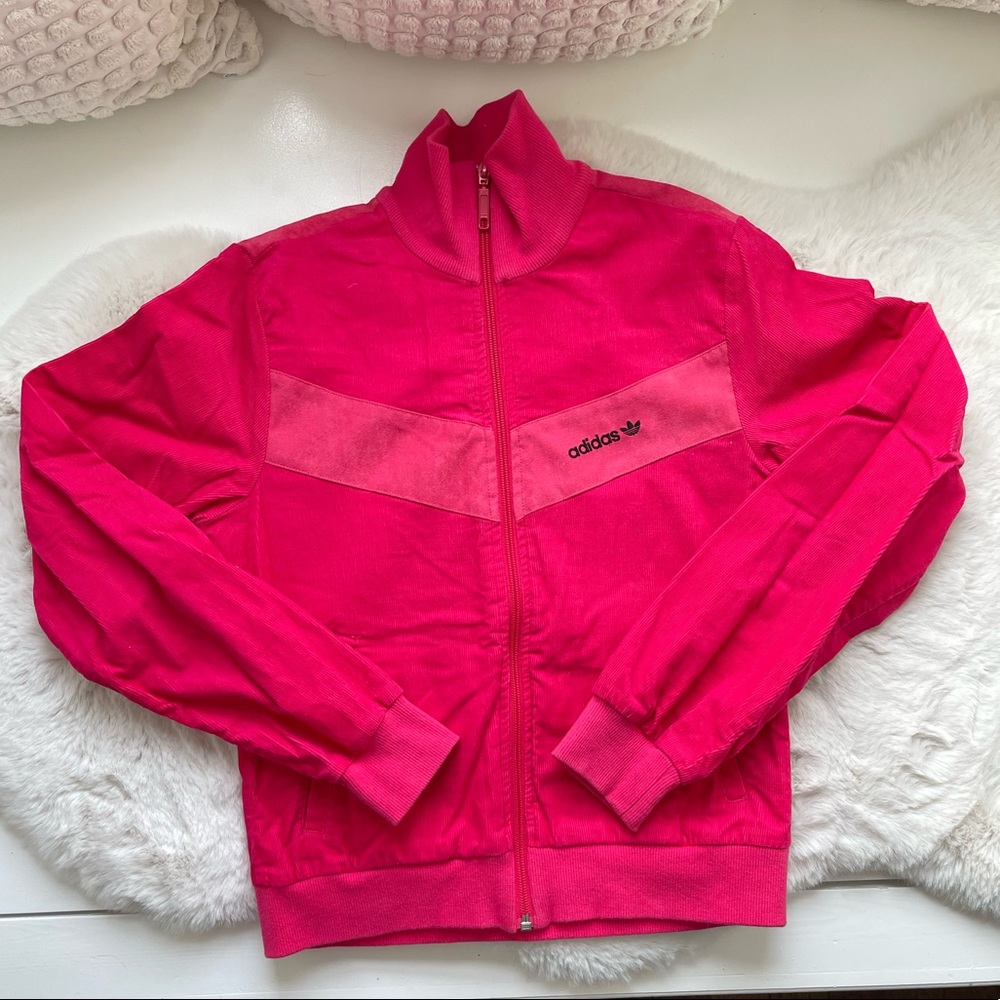 Retro Vintage Adidas Corduroy Hot Pink Track Jacket (S)